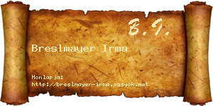 Breslmayer Irma névjegykártya
